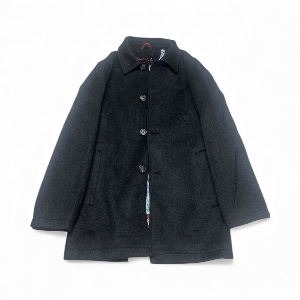NWT‎ Robert Graham RG-31 Wool Coat Black Small Quiet Luxury Lined Button Jacket